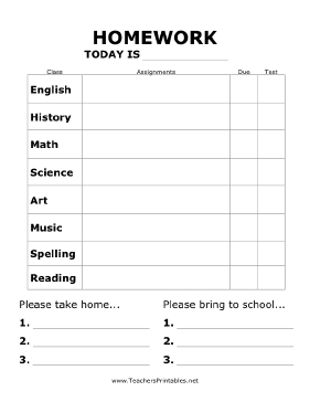 This Free, Printable Poster Is Great To Hang In A in Homework Agenda Template