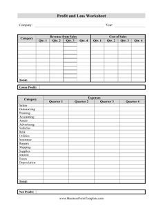 This Free, Printable Profit And Loss Worksheet Covers Four with Fresh Free Agriculture Business Plan Template