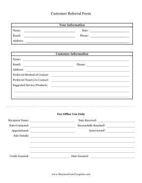 This Printable Referral Form Lets Customers Get Credit inside Recruitment Agency Business Plan Template