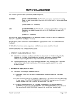 Transfer &amp; Assignement Agreements - Download Templates within Best Free Business Transfer Agreement Template