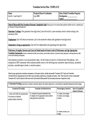 Transition Service Plan- Template Doc Template | Pdffiller within Best Property Development Business Plan Template Free