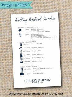 Wedding Itinerary - The Cool Collection | Wedding with Bridal Shower Agenda Template