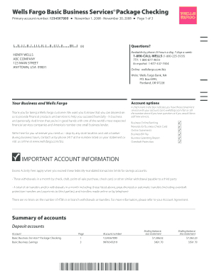 Wells Fargo Statement Of Account Form | Statement Template throughout Fresh Business Account Application Form Template