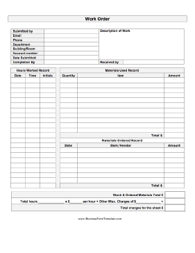 Work Order Template with regard to Free Document Templates For Business