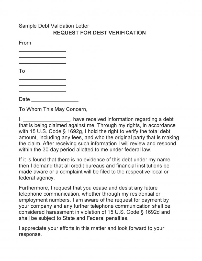 12+ Debt Validation Letter Samples Editable Download [Word regarding Medical Bill Settlement Letter Template