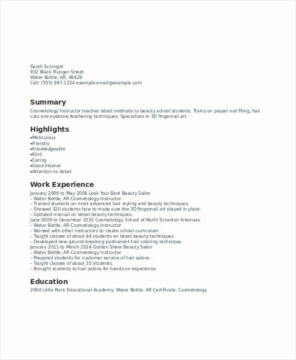 25 Cosmetology Resume Templates Free In 2020 (With Images with Cosmetologist Cover Letter Template