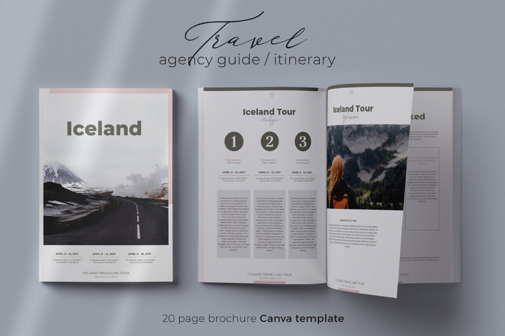 Canva Brochure Template Travel Agency Guide Itinerary regarding Travel Agent Itinerary Template