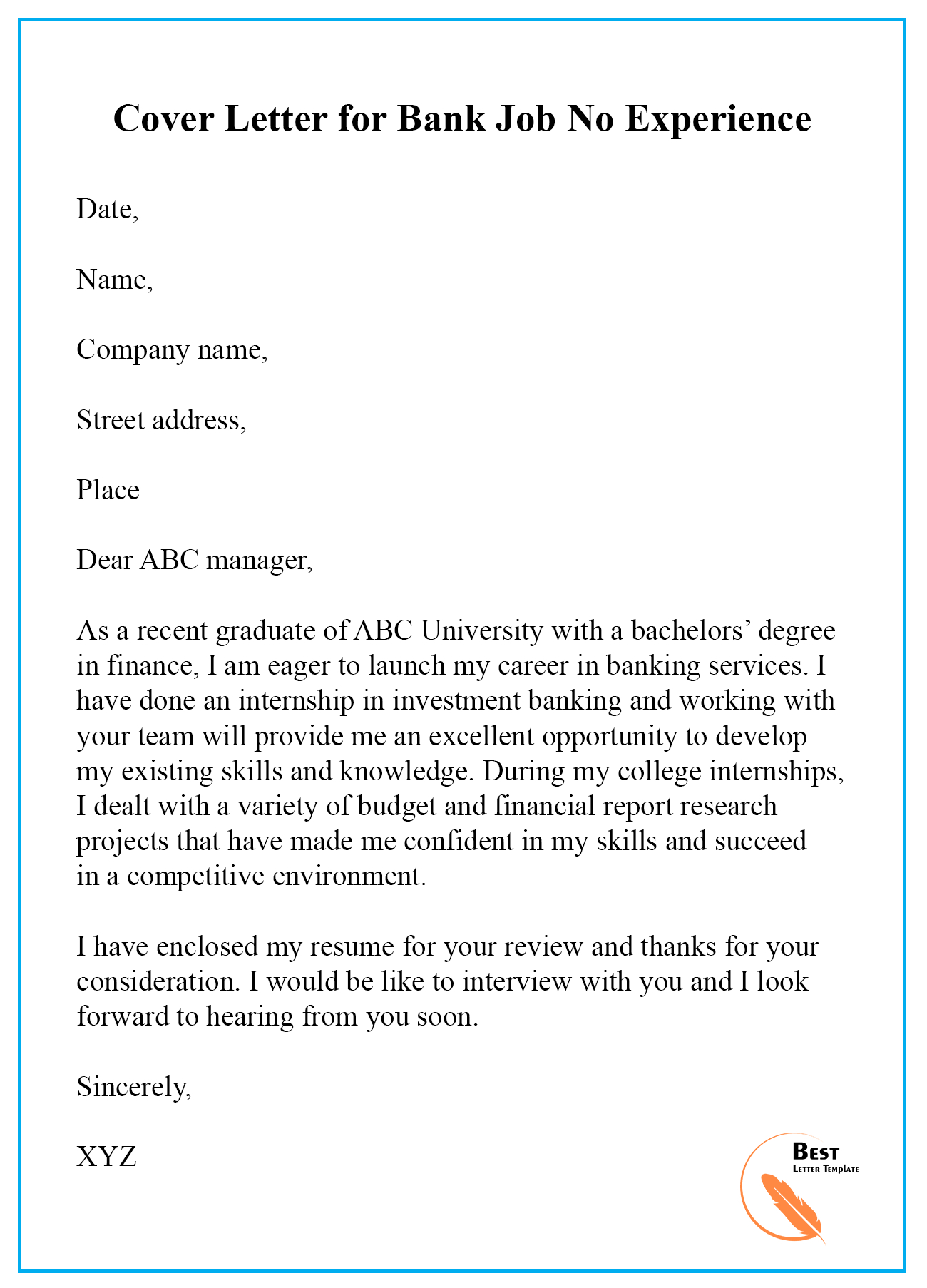 Cover Letter Template For Bank Job - 100+ Cover Letter Samples in Banking Cover Letter Template