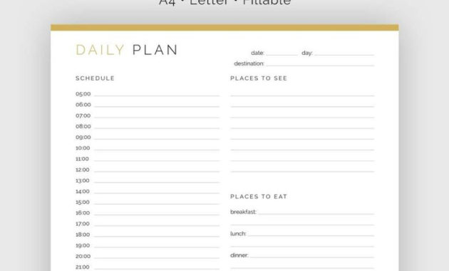 Daily Travel Planner Fillable Travel Planner Vacation throughout Daily Vacation Itinerary Template