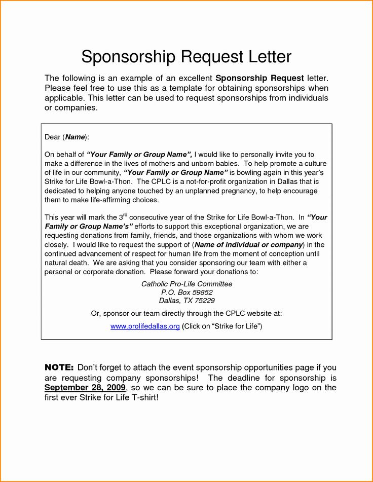 √ 24 Corporate Sponsorship Letter Template In 2020 for Corporate Donation Letter Template