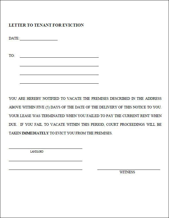 Eviction Letter To Tenant Samples &amp; Templates Download inside Family Eviction Letter Template