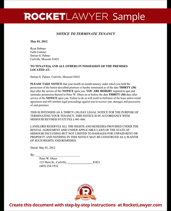 Eviction Notice Missouri - Mo Eviction Notice Form (With regarding Failed Background Check Letter Template
