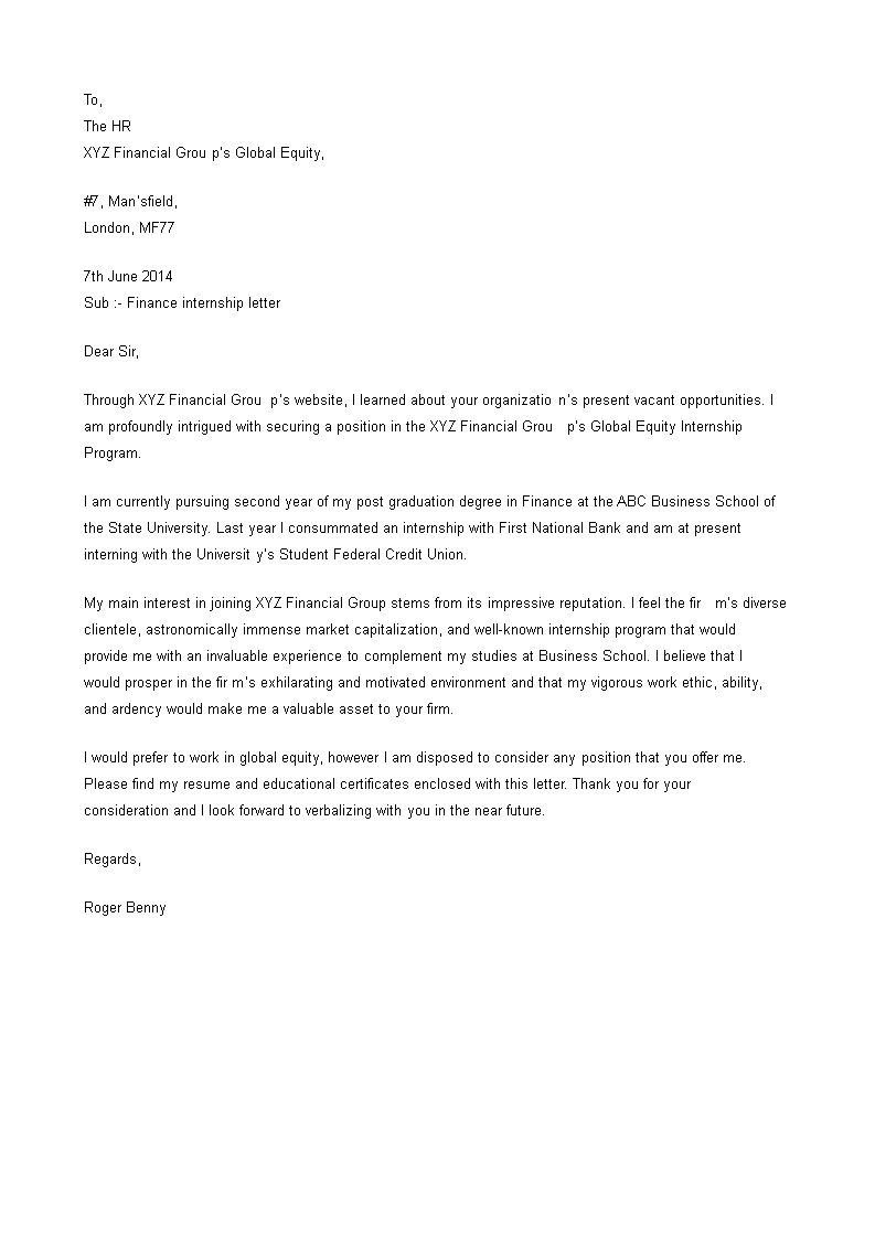 Finance Student Cover Letter - How To Write A Finance within Financial Services Cover Letter Template