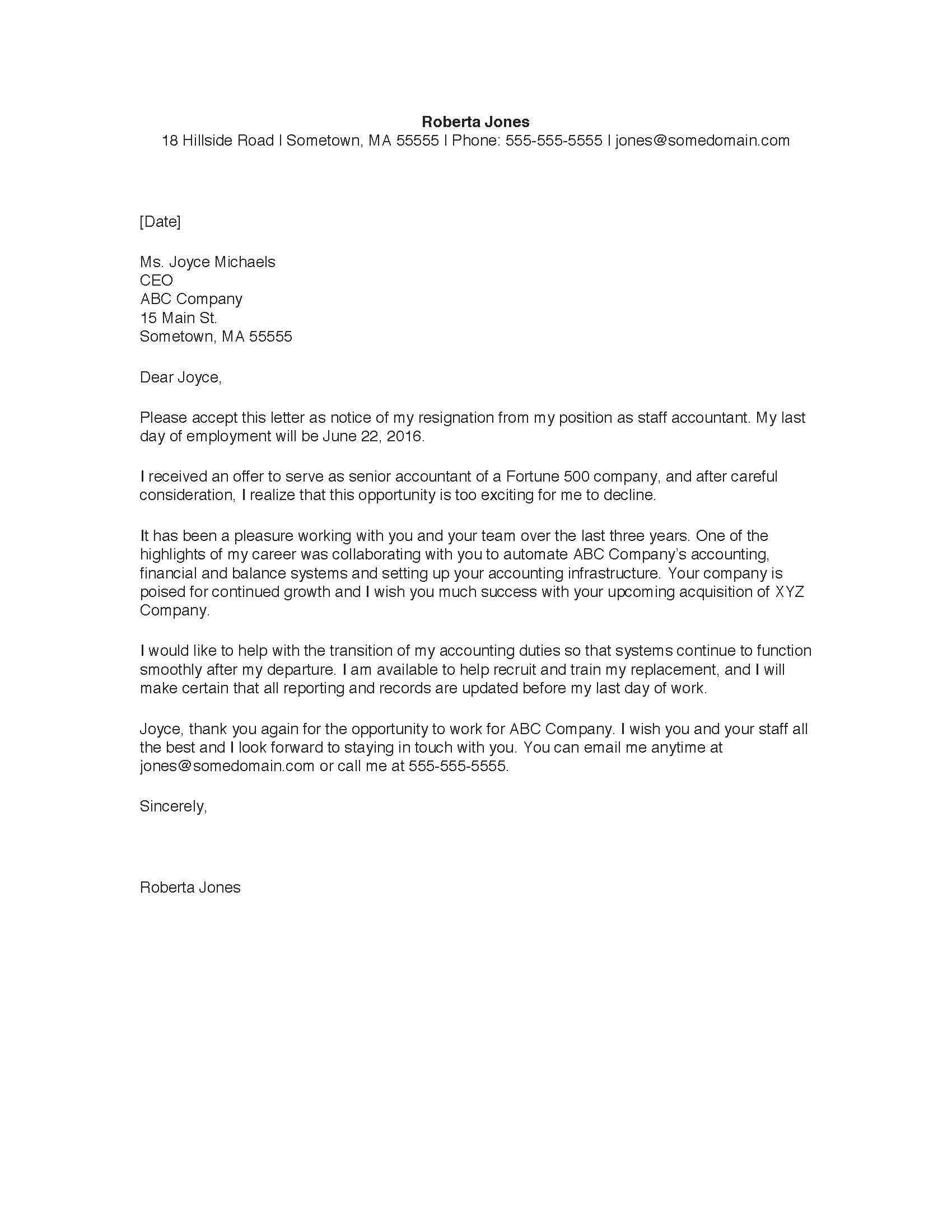 Formal Resignation Letter Template Sample - Pdf, Word pertaining to Involuntary Resignation Letter Template