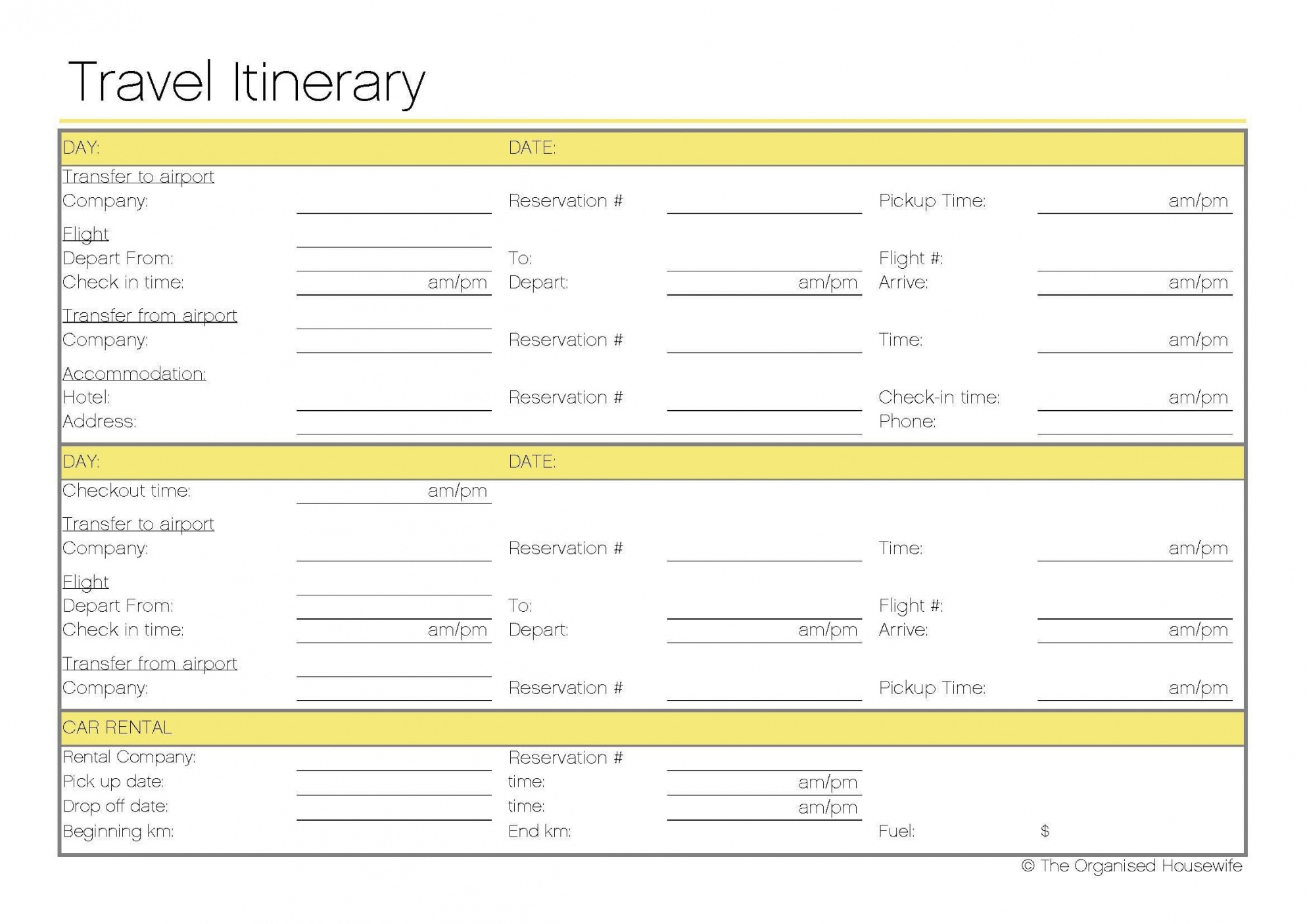 Free Printable Itinerary | Free Printable in Group Travel Itinerary Template