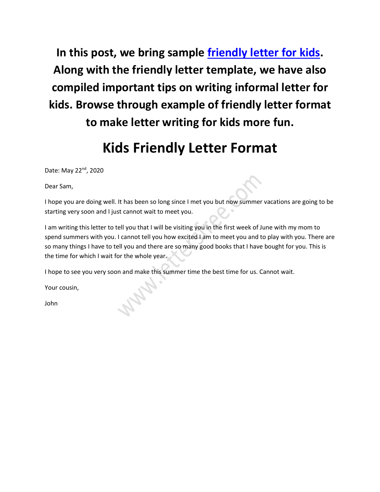Friendly Letter Format Example Collection | Letter with regard to Friendly Collection Letter Template