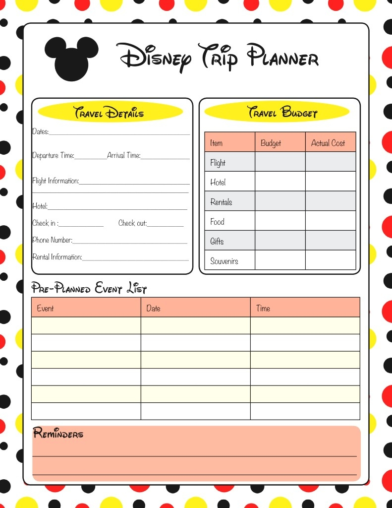 Printable Disney Itinerary Template | Calendar Template within Disney World Itinerary Template