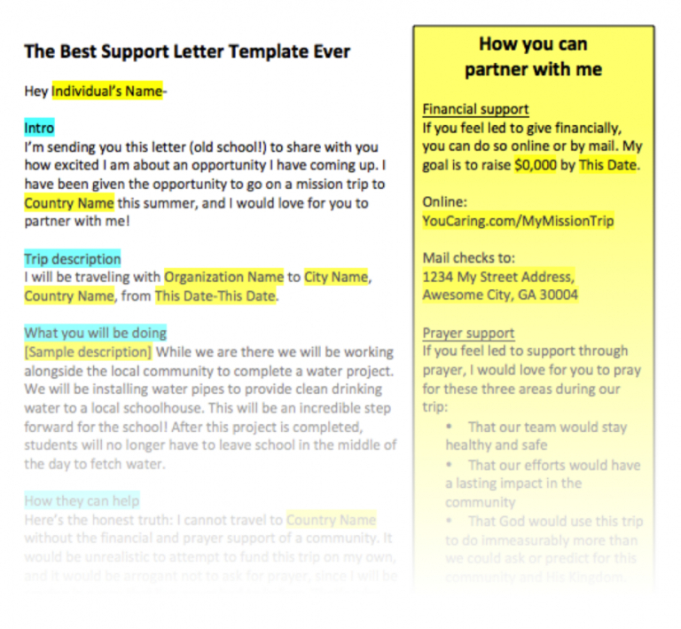 Printable The Best Support Letter Template Ever Seriously pertaining to Missionary Support Letter Template