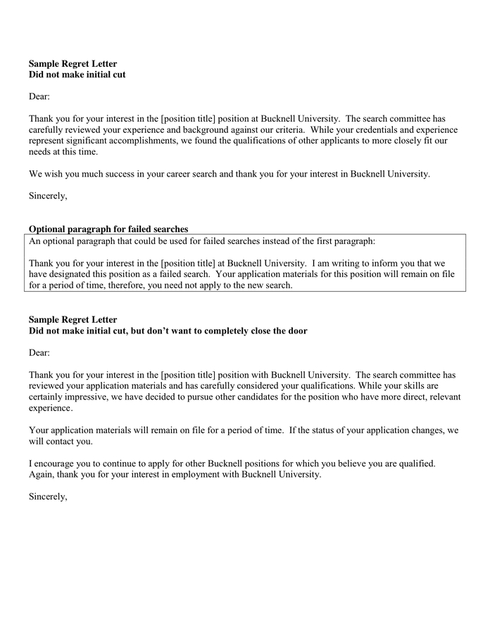 Rejection Letter In Word And Pdf Formats throughout Failed Background Check Letter Template