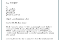 Sample Letter To Terminate Lease Early Collection | Letter with regard to End Lease Letter Template
