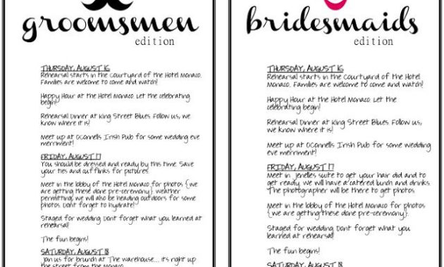 The Botts-Net: My Diy Wedding Printables | Wedding inside Wedding Party Itinerary Template