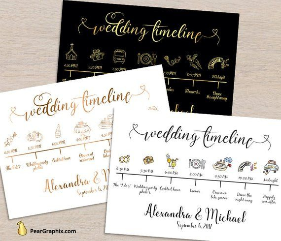 Wedding Timeline Printable Sign Card Program Template inside Honeymoon Itinerary Template