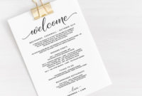 Wedding Welcome Itinerary Template Editable Wedding | Etsy in Wedding Welcome Itinerary Template