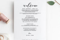 Wedding Welcome Itinerary Template, Editable Wedding intended for Wedding Welcome Bag Itinerary Template