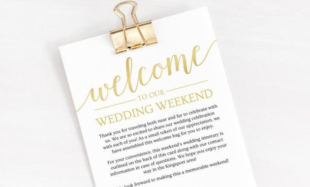 Welcome Letter Wedding Template, Welcome Bag Note regarding Wedding Welcome Bag Itinerary Template