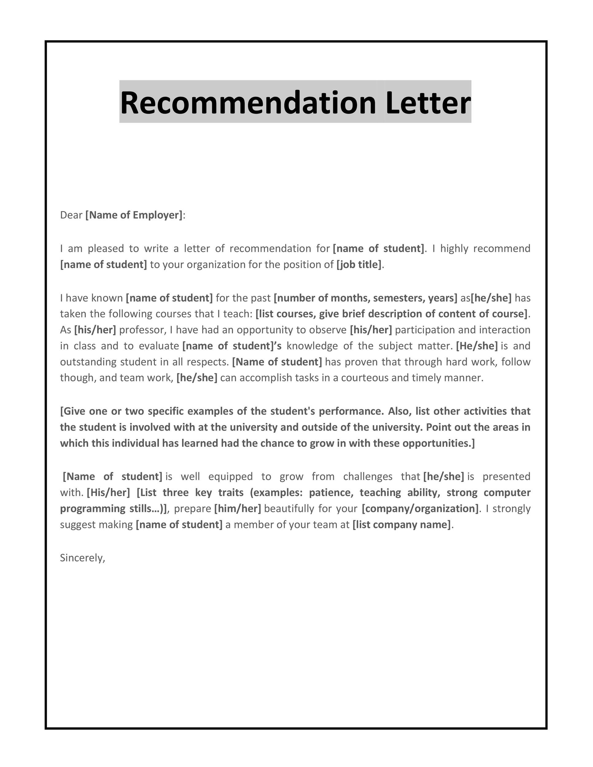 Writing A Letter Of Recommendation For A Medical Student pertaining to Medical School Recommendation Letter Template