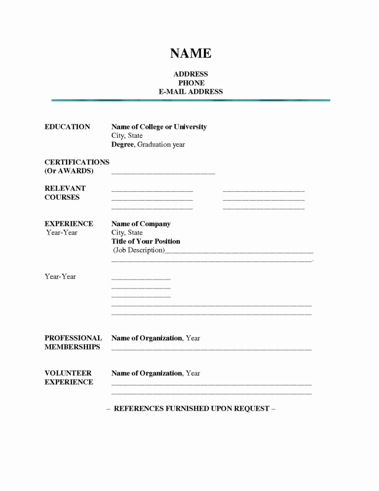 027 Free Blank Resume Templates Blanksume Form with Blank Resume Templates For Microsoft Word