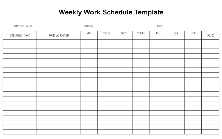 10 Best Free Printable Blank Employee Schedules inside Blank Monthly ...