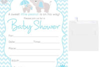 50 Fill In Blank Baby Shower Invitations Blue Boy Elephant intended for Blank Elephant Template