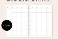A5 Ring Minimalist Monthly Planner Printable, Blank Month intended for Month At A Glance Blank Calendar Template