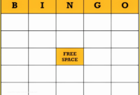 Bingo Card Template Free Of Free Blank Bingo Card Template regarding Blank Bingo Card Template Microsoft Word
