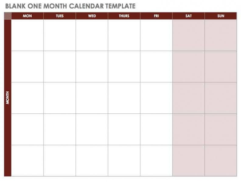 Blank One Month Calendar Template In 2021 | Calendar throughout Blank One Month Calendar Template