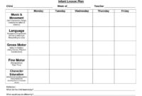 Child Care Lesson Plan Templates - Google Search | Infant in Blank Preschool Lesson Plan Template