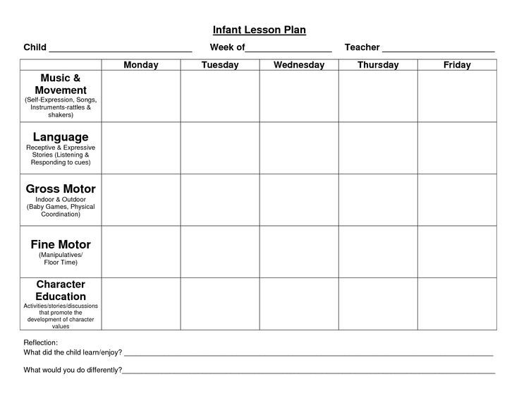 Child Care Lesson Plan Templates - Google Search | Infant in Blank Preschool Lesson Plan Template