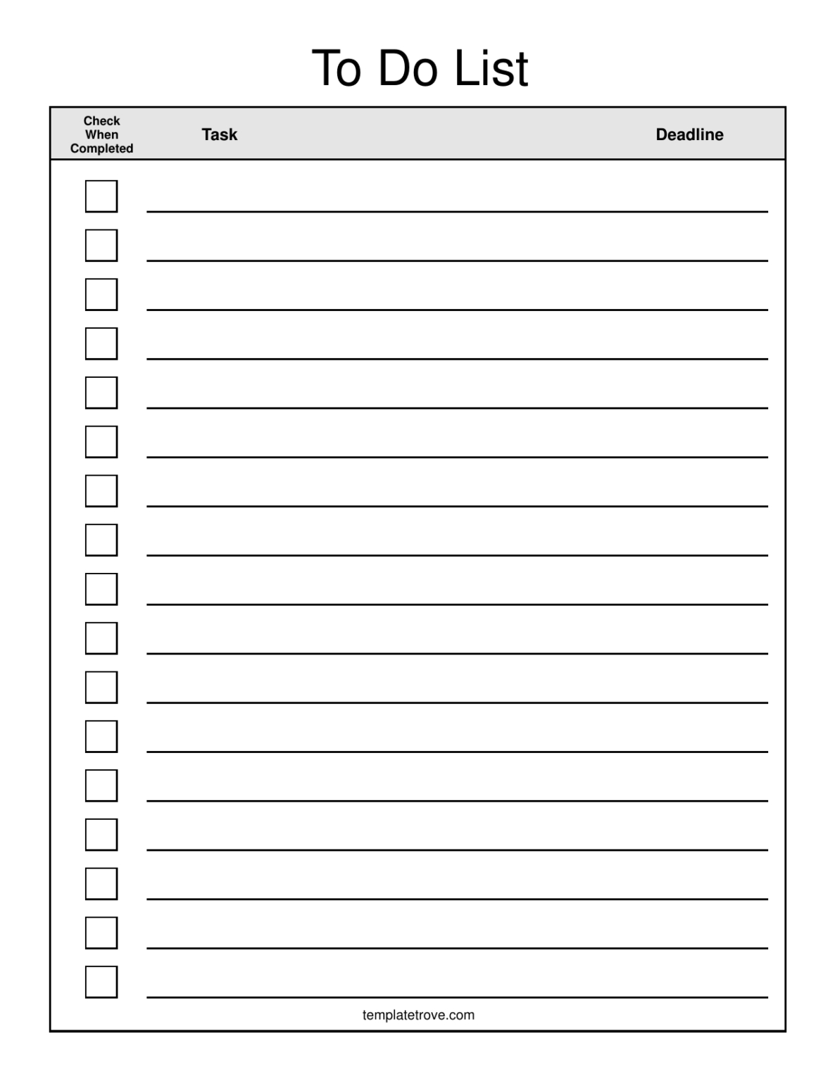 Download To-Do Checklist Template | Excel | Pdf | Rtf in Blank To Do List Template