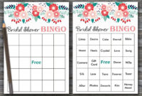 Floral Bridal Shower Bingo, Spring Flowers Bridal Shower for Blank Bridal Shower Bingo Template