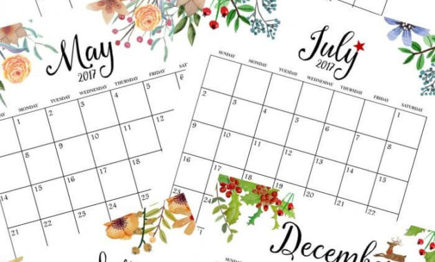 Free Floral 2020 Printable Calendar | Free Printable in Month At A Glance Blank Calendar Template
