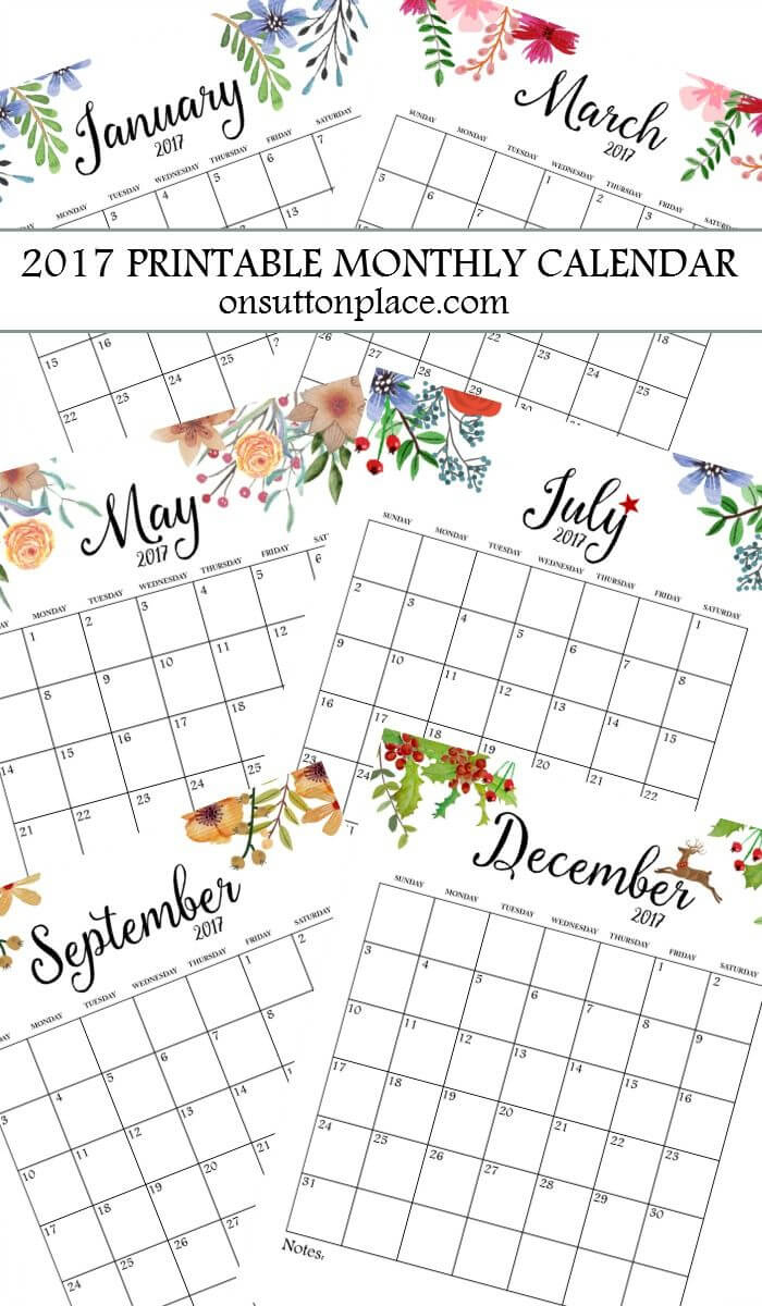 Free Floral 2020 Printable Calendar | Free Printable in Month At A Glance Blank Calendar Template