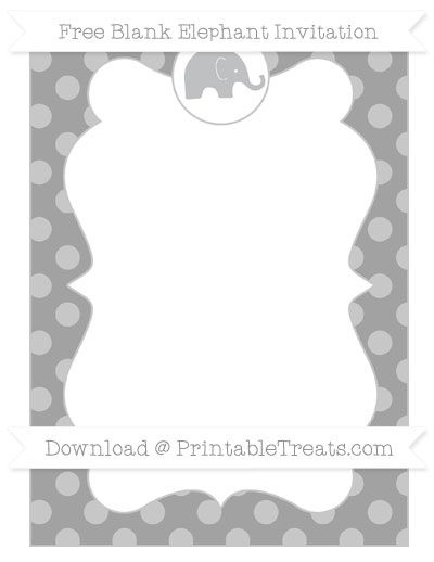 Free Pastel Grey Dotted Pattern Blank Elephant Invitation inside Blank Elephant Template