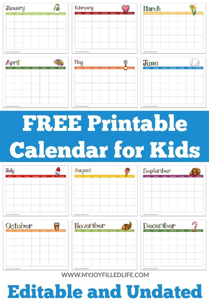Free Printable Calendar For Kids - Editable &amp; Undated regarding Blank Calendar Template For Kids
