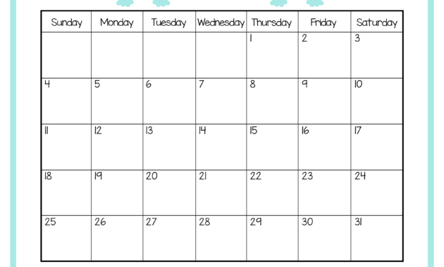 Free Printable Calendar Kids March 2018 - The Art Kit regarding Blank Calendar Template For Kids
