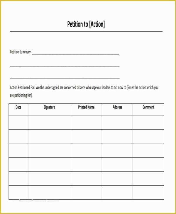 Free Template For Petition Signatures Of 6 Employee throughout Blank Petition Template