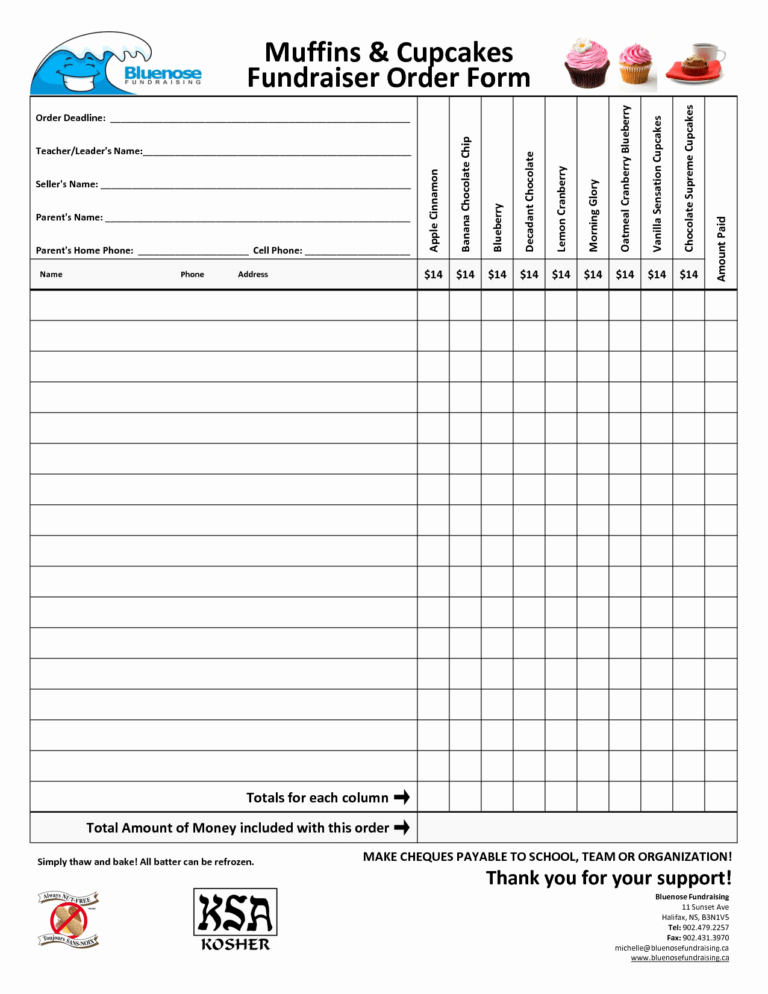 Fundraiser Forms - Colona.rsd7 Throughout Blank Fundraiser regarding Blank Fundraiser Order Form Template