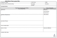 Lesson Plan Template For Teacher Observation : Formal with Blank Scheme Of Work Template