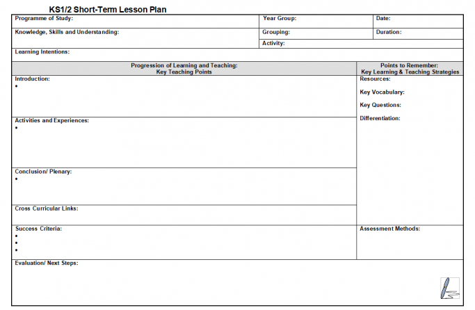 Lesson Plan Template For Teacher Observation : Formal with Blank Scheme Of Work Template