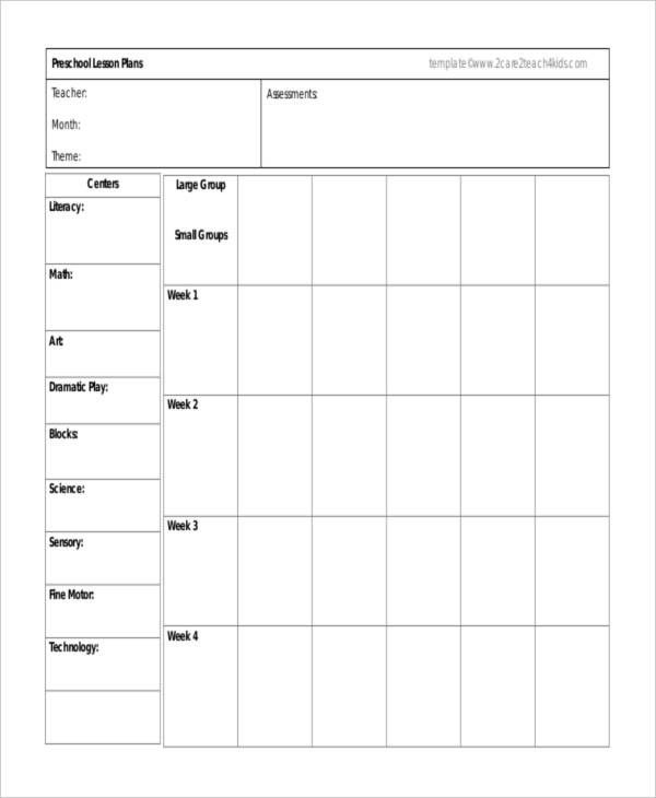 Lesson Plan Template Monthly The Modern Rules Of Lesson intended for Blank Preschool Lesson Plan Template